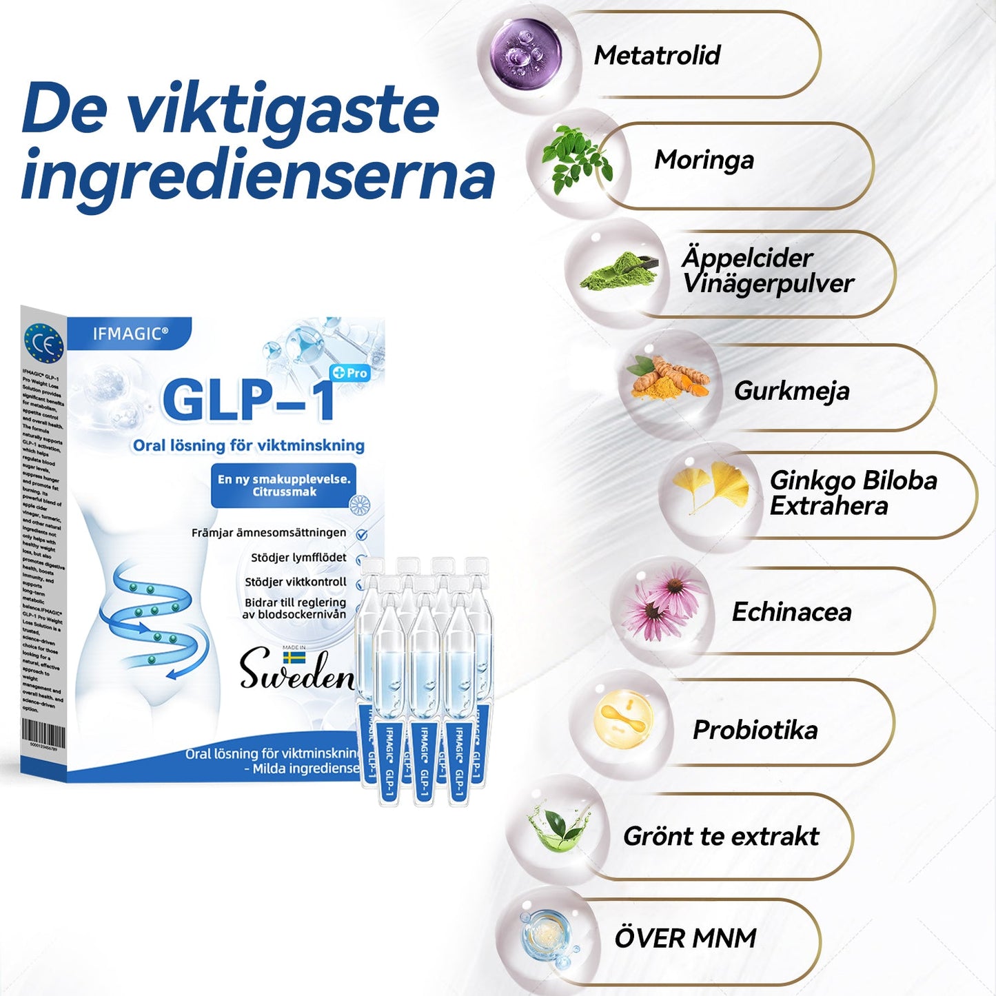 IFMAGIC® GLP-1 Pro Oral lösning för viktminskning 🌵En dos per dag – synliga resultat inom 7 dagar👩⚕️Lämplig för fetma, hjärt-kärlsjukdomar, diabetes, sömnapné, högt kolesterol och höga blodfetter, ledproblem med mera